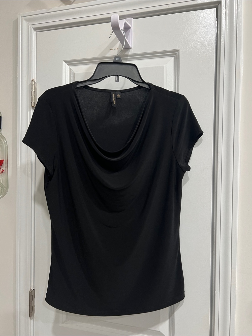 Susan Lawrence Black Draped Cowl-Neck Top